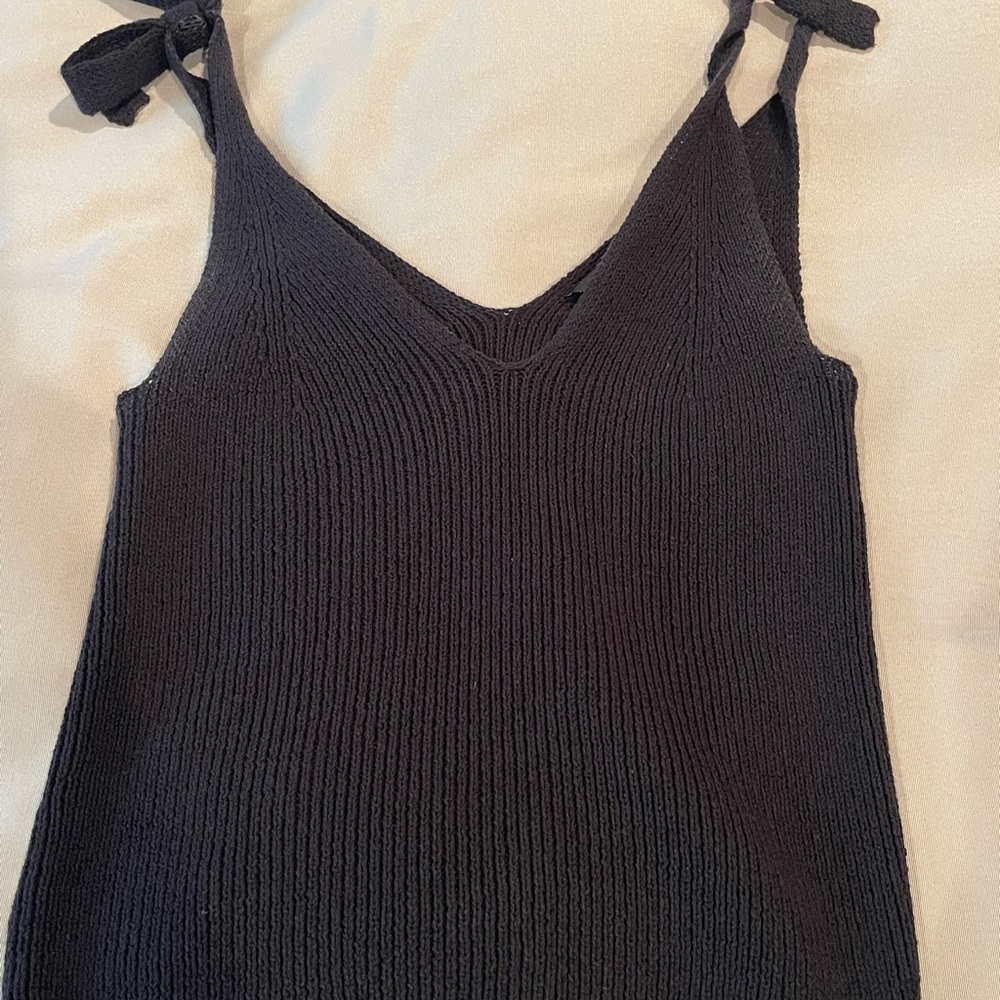 BCBG knit tank top with tie straps
